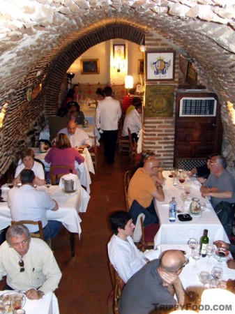 Dining in Sobrino de Botín's cavern-like basement